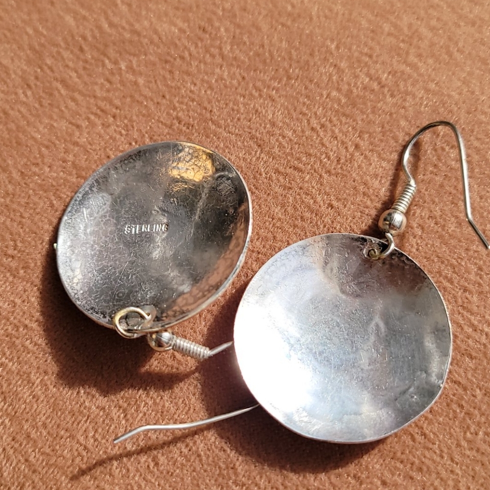 Navajo Vintage Gold & Sterling Kokopelli earrings - Picture 3 of 6